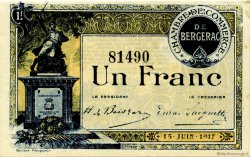 1 Franc FRANCE régionalisme et divers Bergerac 1917 JP.024.27 TTB à SUP