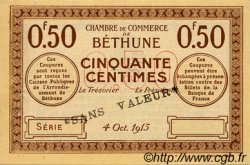 50 Centimes Spécimen FRANCE régionalisme et divers Béthune 1915 JP.026.03 TTB à SUP