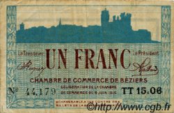 1 Franc FRANCE régionalisme et divers Béziers 1915 JP.027.18 TB