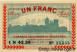 1 Franc FRANCE régionalisme et divers Béziers 1921 JP.027.33 SPL à NEUF