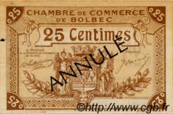 25 Centimes Annulé FRANCE régionalisme et divers Bolbec 1918 JP.029.02 TTB à SUP