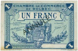 1 Franc Annulé FRANCE régionalisme et divers Bolbec 1920 JP.029.06 TTB à SUP