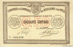 50 Centimes FRANCE régionalisme et divers Boulogne-Sur-Mer 1914 JP.031.01 SPL à NEUF