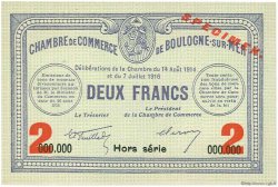 2 Francs Spécimen FRANCE régionalisme et divers Boulogne-Sur-Mer  1914 JP.031.22 SPL à NEUF