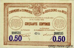 50 Centimes FRANCE régionalisme et divers Boulogne-Sur-Mer  1914 JP.031.23 TTB à SUP