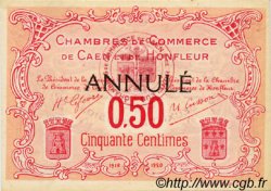 50 Centimes Annulé FRANCE régionalisme et divers Caen et Honfleur 1918 JP.034.13 SPL à NEUF