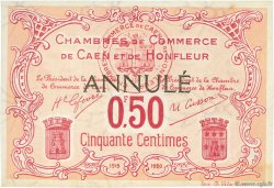 50 Centimes Annulé FRANCE régionalisme et divers Caen et Honfleur 1918 JP.034.13 TTB à SUP