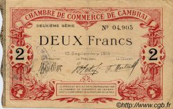 2 Francs FRANCE régionalisme et divers Cambrai 1914 JP.037.13 TTB à SUP