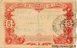 5 Francs FRANCE régionalisme et divers Cambrai 1914 JP.037.24 TTB à SUP