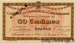 50 Centimes Annulé FRANCE régionalisme et divers Carcassonne 1914 JP.038.04 SPL à NEUF