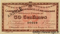 50 Centimes Annulé FRANCE régionalisme et divers Carcassonne 1914 JP.038.05 TTB à SUP