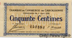 50 Centimes FRANCE régionalisme et divers Carcassonne 1920 JP.038.15 TTB à SUP