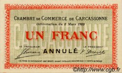 1 Franc Annulé FRANCE régionalisme et divers Carcassonne 1920 JP.038.18 SPL à NEUF