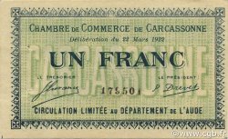1 Franc FRANCE régionalisme et divers Carcassonne 1922 JP.038.21 SPL à NEUF