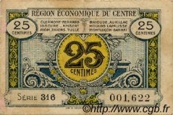 25 Centimes FRANCE régionalisme et divers Région Économique Du Centre 1918 JP.040.01 TB