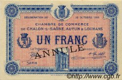 1 Franc Annulé FRANCE régionalisme et divers Châlon-Sur-Saône, Autun et Louhans 1916 JP.042.11 SPL à NEUF