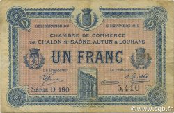 1 Franc FRANCE régionalisme et divers Châlon-Sur-Saône, Autun et Louhans 1918 JP.042.18 TB