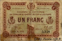 1 Franc FRANCE régionalisme et divers Châlon-Sur-Saône, Autun et Louhans 1919 JP.042.22 TB