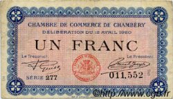 1 Franc FRANCE régionalisme et divers Chambéry 1920 JP.044.14 TB