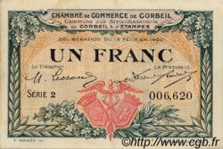 1 Franc FRANCE régionalisme et divers Corbeil 1920 JP.050.03 TTB à SUP