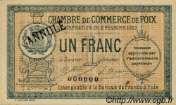 1 Franc Annulé FRANCE régionalisme et divers Foix 1915 JP.059.11 TTB à SUP