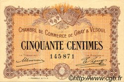 50 Centimes FRANCE régionalisme et divers Gray et Vesoul 1915 JP.062.01 TTB à SUP
