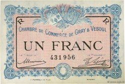 1 Franc FRANCE régionalisme et divers Gray et Vesoul 1915 JP.062.09 SPL à NEUF