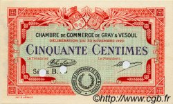 50 Centimes Spécimen FRANCE régionalisme et divers Gray et Vesoul 1920 JP.062.16 TTB à SUP