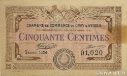 50 Centimes FRANCE régionalisme et divers Gray et Vesoul 1921 JP.062.19 TTB à SUP