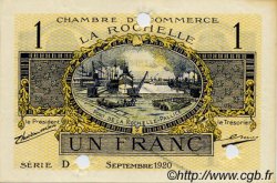 1 Franc Spécimen FRANCE régionalisme et divers La Rochelle 1920 JP.066.10 SPL à NEUF
