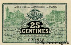 25 Centimes FRANCE régionalisme et divers Le Mans 1922 JP.069.20 SPL à NEUF