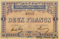 2 Francs FRANCE régionalisme et divers Limoges 1914 JP.073.05 TTB à SUP