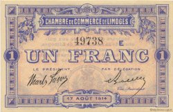 1 Franc FRANCE régionalisme et divers Limoges 1914 JP.073.10 TTB à SUP