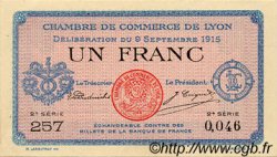 1 Franc FRANCE régionalisme et divers Lyon 1915 JP.077.06 SPL à NEUF