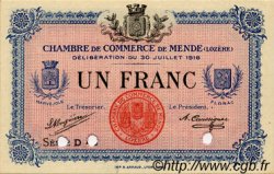1 Franc Spécimen FRANCE régionalisme et divers Mende 1918 JP.081.08 SPL à NEUF