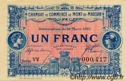 1 Franc FRANCE régionalisme et divers Mont-De-Marsan 1922 JP.082.41 SPL à NEUF