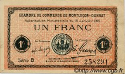 1 Franc FRANCE régionalisme et divers Montluçon, Gannat 1921 JP.084.58 TTB à SUP
