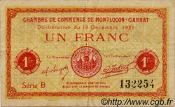 1 Franc FRANCE régionalisme et divers Montluçon, Gannat 1921 JP.084.63 TB