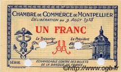 1 Franc Spécimen FRANCE régionalisme et divers Montpellier 1915 JP.085.14 SPL à NEUF