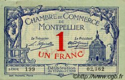 1 Franc FRANCE régionalisme et divers Montpellier 1919 JP.085.21 TTB à SUP