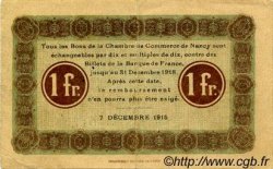 1 Franc FRANCE régionalisme et divers Nancy 1915 JP.087.05 TTB à SUP