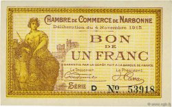 1 Franc FRANCE régionalisme et divers Narbonne 1915 JP.089.06 SPL à NEUF