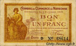 1 Franc FRANCE régionalisme et divers Narbonne 1915 JP.089.06 TB