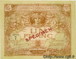 1 Franc Spécimen FRANCE régionalisme et divers Nîmes 1915 JP.092.15 SPL à NEUF