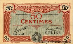 50 Centimes FRANCE régionalisme et divers Niort 1920 JP.093.10 TTB à SUP