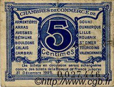 5 Centimes FRANCE régionalisme et divers Nord et Pas-De-Calais 1918 JP.094.01 TB