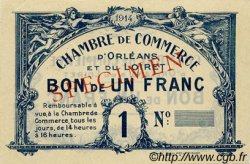 1 Franc Spécimen FRANCE régionalisme et divers Orléans 1918 JP.095.02 TTB à SUP