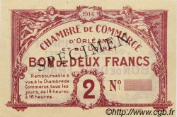 2 Francs Spécimen FRANCE régionalisme et divers Orléans 1918 JP.095.03 TTB à SUP