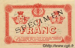 1 Franc Spécimen FRANCE régionalisme et divers Perpignan 1915 JP.100.08 TTB à SUP