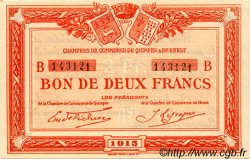 2 Francs FRANCE régionalisme et divers Quimper et Brest 1915 JP.104.06 SPL à NEUF